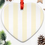 Vertical Stripes - White and Cornsilk Yellow Ornament (Heart)