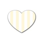 Vertical Stripes - White and Cornsilk Yellow Heart Coaster (4 pack)