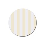 Vertical Stripes - White and Cornsilk Yellow Rubber Round Coaster (4 pack)
