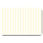 Vertical Stripes - White and Cornsilk Yellow Large Doormat