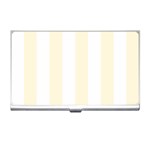 Vertical Stripes - White and Cornsilk Yellow Business Card Holder