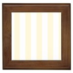 Vertical Stripes - White and Cornsilk Yellow Framed Tile