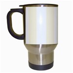 Vertical Stripes - White and Cornsilk Yellow Travel Mug (White)