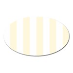 Vertical Stripes - White and Cornsilk Yellow Magnet (Oval)