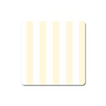 Vertical Stripes - White and Cornsilk Yellow Magnet (Square)