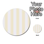 Vertical Stripes - White and Cornsilk Yellow Multi-purpose Cards (Round)