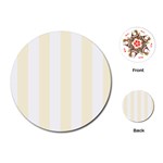 Vertical Stripes - White and Cornsilk Yellow Playing Cards (Round)
