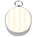 Vertical Stripes - White and Cornsilk Yellow Silver Compass
