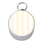 Vertical Stripes - White and Cornsilk Yellow Silver Compass (Mini)