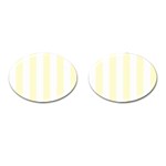 Vertical Stripes - White and Cream Yellow Cufflinks (Oval)
