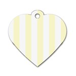 Vertical Stripes - White and Cream Yellow Dog Tag Heart (Two Sides)