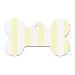 Vertical Stripes - White and Cream Yellow Dog Tag Bone (One Side)