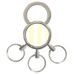 Vertical Stripes - White and Cream Yellow 3-Ring Key Chain