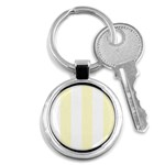Vertical Stripes - White and Cream Yellow Key Chain (Round)