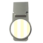 Vertical Stripes - White and Cream Yellow Money Clip (Round)