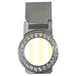 Vertical Stripes - White and Cream Yellow Money Clip (CZ)