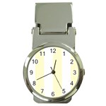 Vertical Stripes - White and Cream Yellow Money Clip Watch