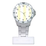 Vertical Stripes - White and Cream Yellow Nurses Watch