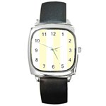 Vertical Stripes - White and Cream Yellow Square Metal Watch