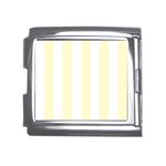 Vertical Stripes - White and Cream Yellow Mega Link Italian Charm (18mm)