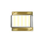 Vertical Stripes - White and Cream Yellow Gold Trim Italian Charm (9mm)