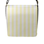 Vertical Stripes - White and Cream Yellow Flap Closure Messenger Bag (L)