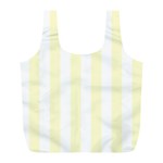 Vertical Stripes - White and Cream Yellow Full Print Recycle Bag (L)