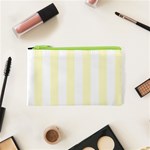 Vertical Stripes - White and Cream Yellow Canvas Cosmetic Bag (XS)