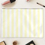 Vertical Stripes - White and Cream Yellow Cosmetic Bag (XXL)