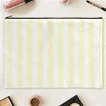 Vertical Stripes - White and Cream Yellow Cosmetic Bag (XXXL)