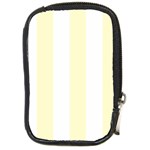 Vertical Stripes - White and Cream Yellow Compact Camera Leather Case