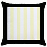 Vertical Stripes - White and Cream Yellow Throw Pillow Case (Black)