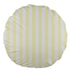 Vertical Stripes - White and Cream Yellow Large 18  Premium Flano Round Cushion
