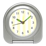 Vertical Stripes - White and Cream Yellow Desk Alarm Clock
