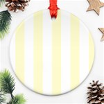 Vertical Stripes - White and Cream Yellow Ornament (Round)