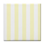 Vertical Stripes - White and Cream Yellow Tile Coaster