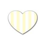 Vertical Stripes - White and Cream Yellow Rubber Coaster (Heart)
