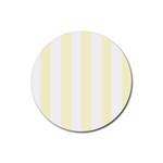 Vertical Stripes - White and Cream Yellow Rubber Round Coaster (4 pack)