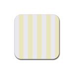 Vertical Stripes - White and Cream Yellow Rubber Coaster (Square)