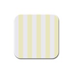 Vertical Stripes - White and Cream Yellow Rubber Square Coaster (4 pack)