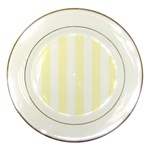 Vertical Stripes - White and Cream Yellow Porcelain Plate
