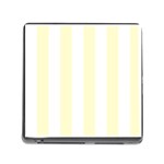 Vertical Stripes - White and Cream Yellow Memory Card Reader (Square)