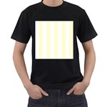 Vertical Stripes - White and Cream Yellow Men s T-Shirt (Black)