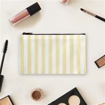 Vertical Stripes - White and Blond Yellow Cosmetic Bag (S)
