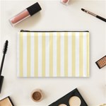 Vertical Stripes - White and Blond Yellow Cosmetic Bag (M)