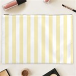 Vertical Stripes - White and Blond Yellow Cosmetic Bag (XXL)