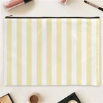Vertical Stripes - White and Blond Yellow Cosmetic Bag (XXXL)