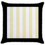 Vertical Stripes - White and Blond Yellow Throw Pillow Case (Black)