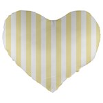 Vertical Stripes - White and Blond Yellow Large 19  Premium Heart Shape Cushion