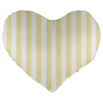 Vertical Stripes - White and Blond Yellow Large 19  Premium Flano Heart Shape Cushion